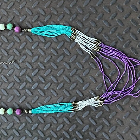 Vintage ZAD Women Necklace Statement Multi Color Beads Long Necklace Jewelry - Picture 6 of 7